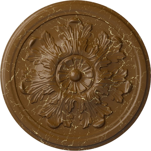 Ekena Millwork Legacy Acanthus Ceiling Medallion (Canopies up to 3 1/2"), 12 3/4"OD x 7/8"P, Smokey Topaz Crackle CM12LESTC - main